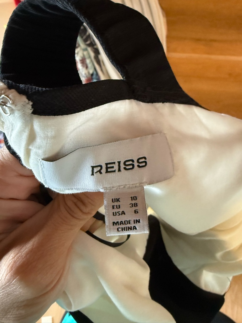 Reiss Ivory and Black Contrast-Trim Midi Dress - Picture 8 of 8